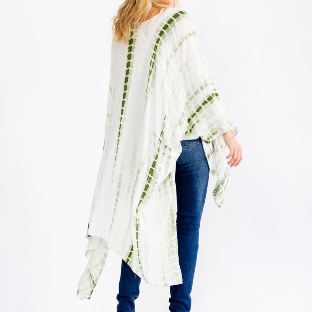 Light Green Tie-Dye Kimono - Cover Up
